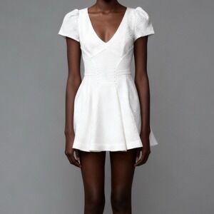 Bebe Crochet Fit and Flare Mini Dress in White size XS